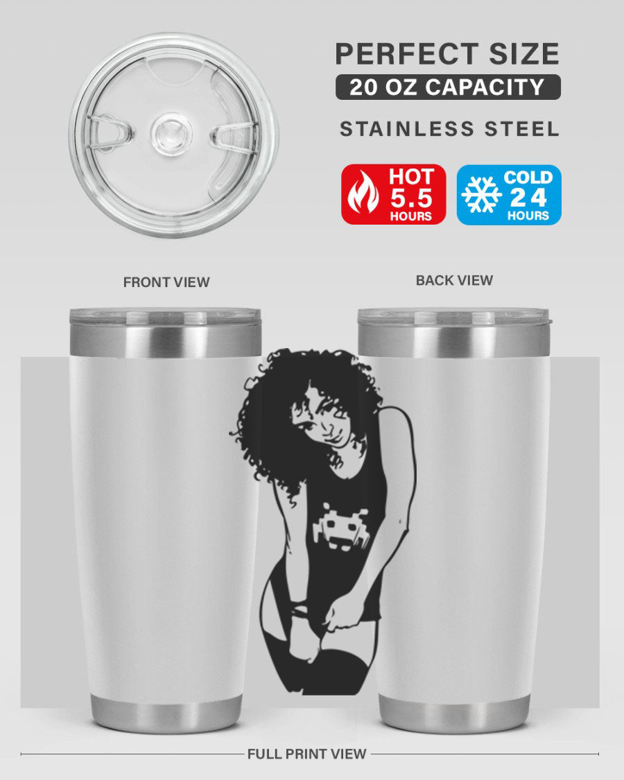 Black Women - Queen 61# Tumbler featuring double wall vacuum stainless steel design with copper lining, ideal for hot and cold beverages.