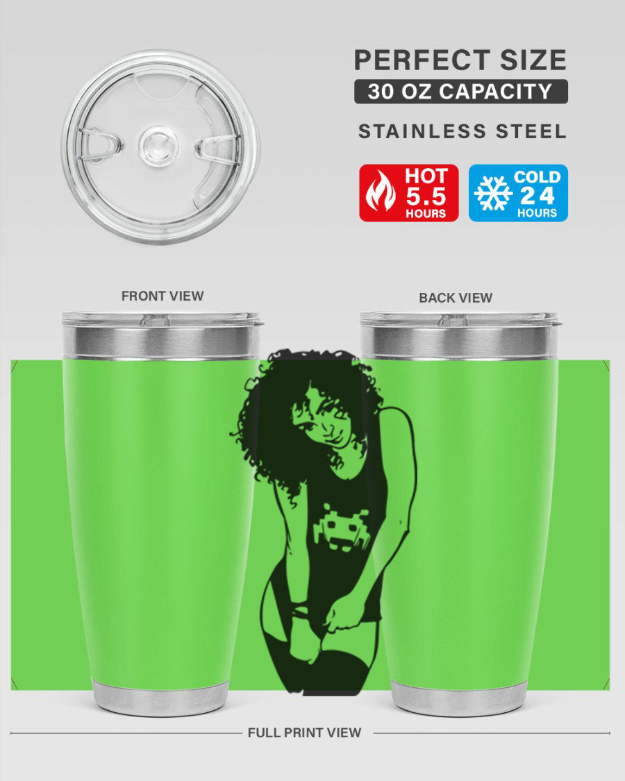 Black Women - Queen 61# Tumbler featuring double wall vacuum stainless steel design with copper lining, ideal for hot and cold beverages.