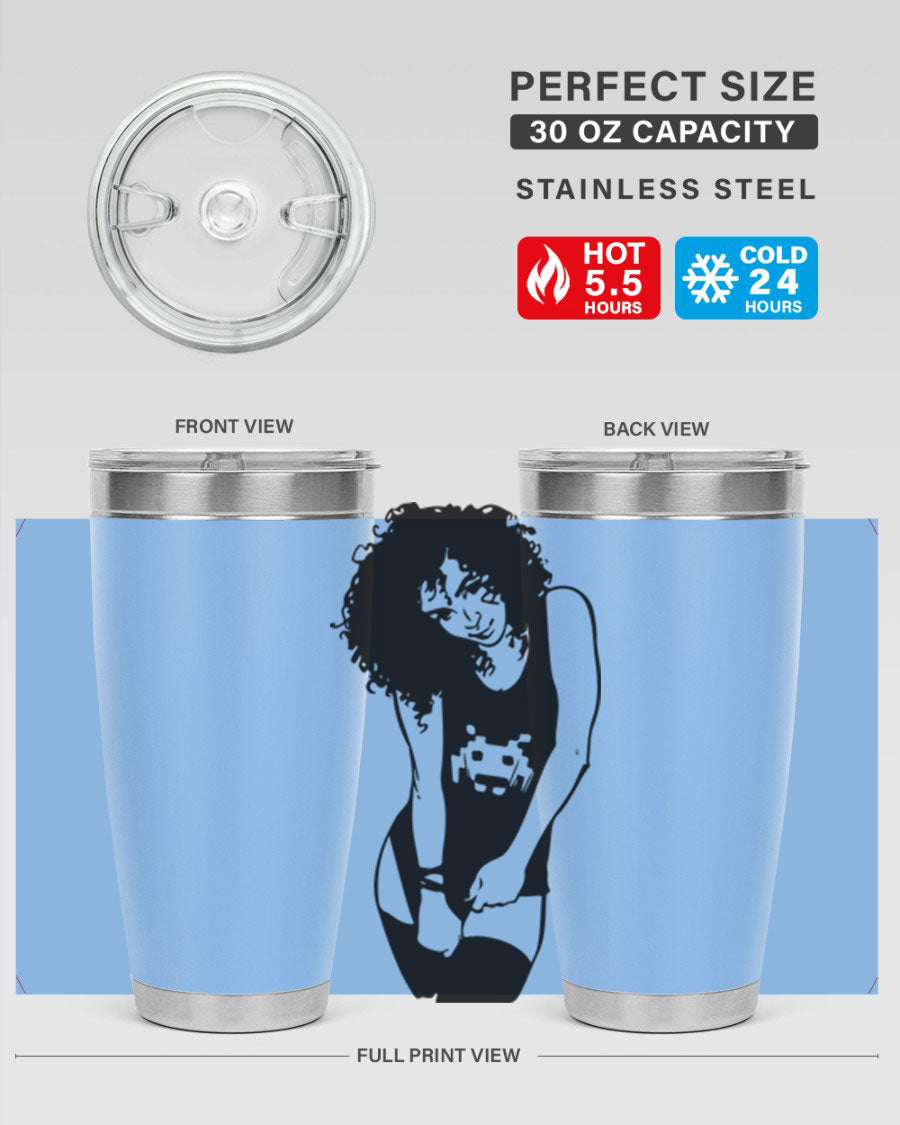 Black Women - Queen 61# Tumbler featuring double wall vacuum stainless steel design with copper lining, ideal for hot and cold beverages.