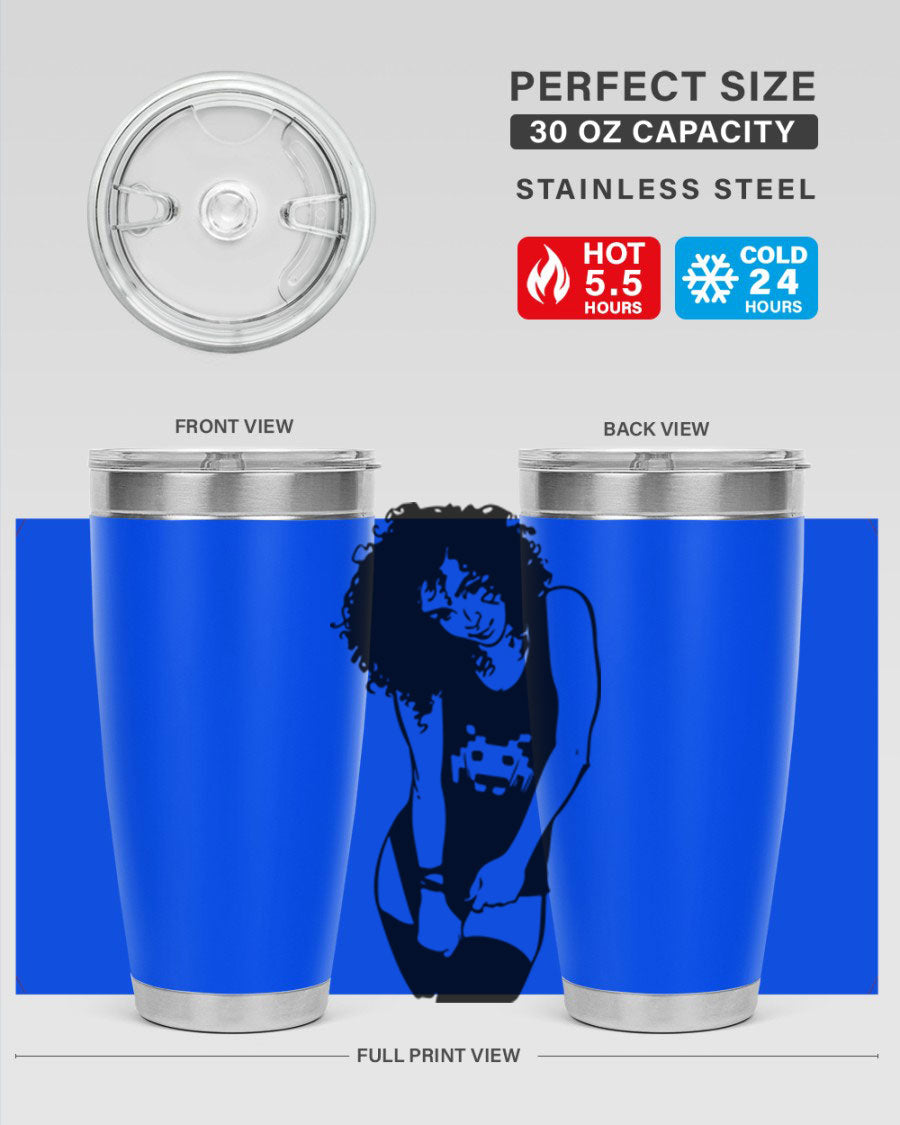 Black Women - Queen 61# Tumbler featuring double wall vacuum stainless steel design with copper lining, ideal for hot and cold beverages.
