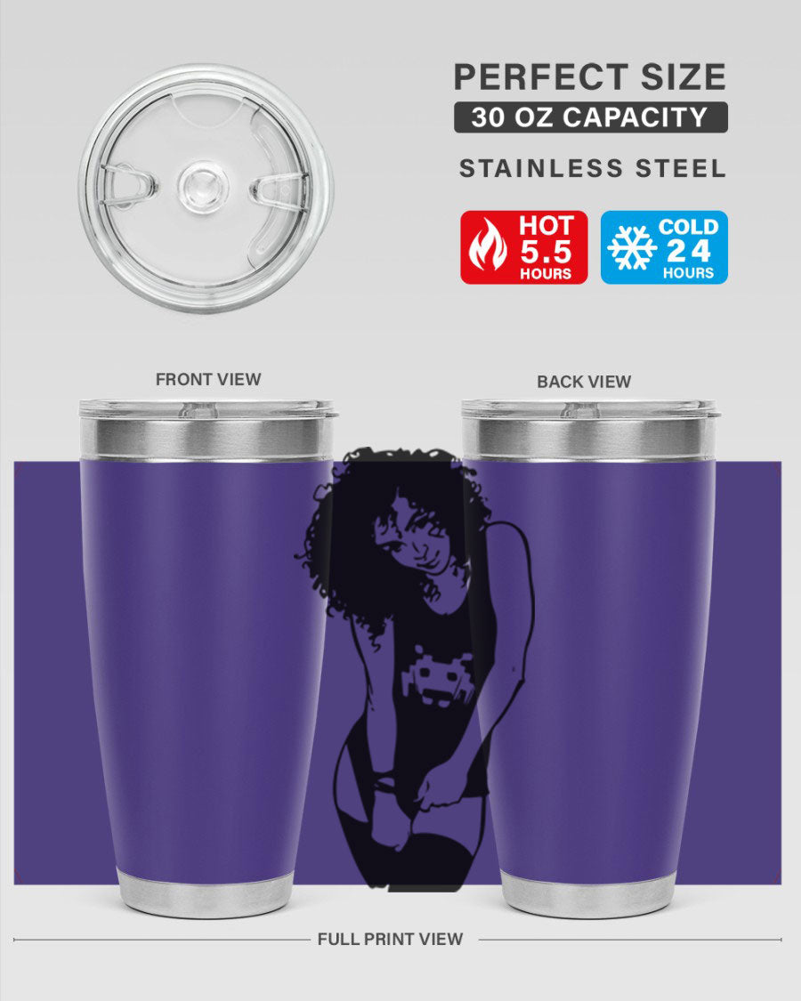 Black Women - Queen 61# Tumbler featuring double wall vacuum stainless steel design with copper lining, ideal for hot and cold beverages.