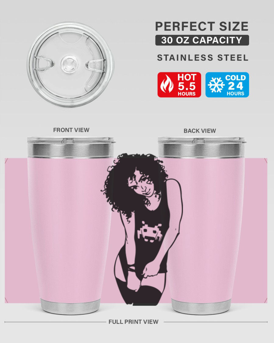 Black Women - Queen 61# Tumbler featuring double wall vacuum stainless steel design with copper lining, ideal for hot and cold beverages.