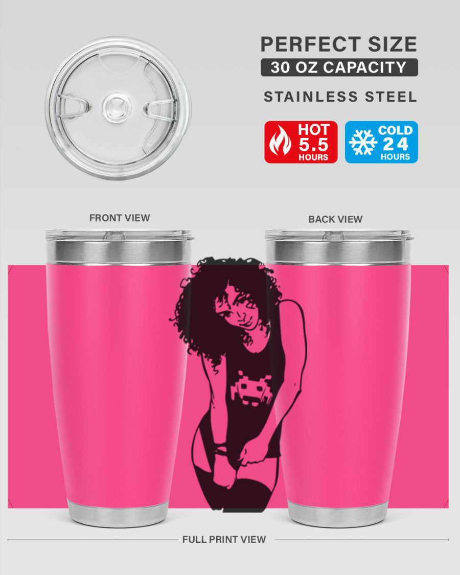 Black Women - Queen 61# Tumbler featuring double wall vacuum stainless steel design with copper lining, ideal for hot and cold beverages.