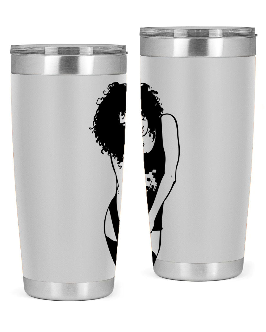 Black Women - Queen 61# Tumbler featuring double wall vacuum stainless steel design with copper lining, ideal for hot and cold beverages.