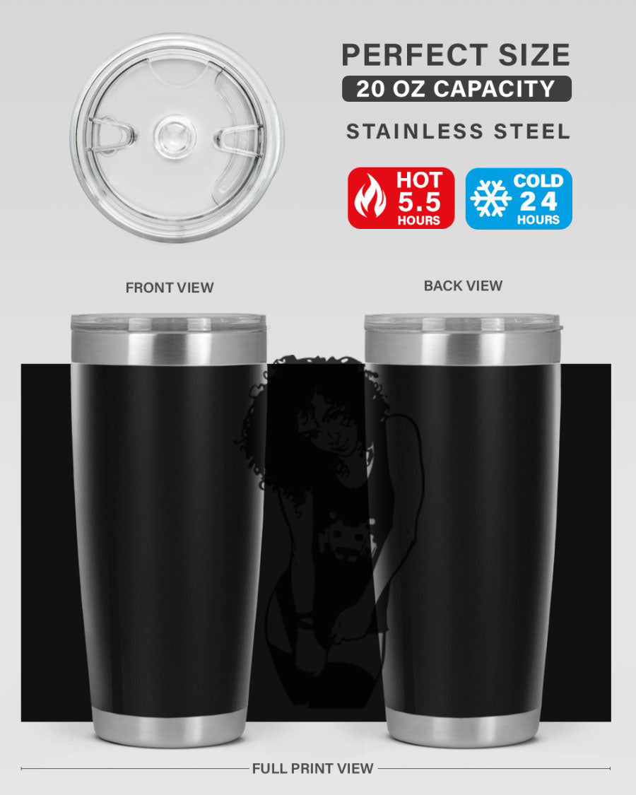 Black Women - Queen 61# Tumbler featuring double wall vacuum stainless steel design with copper lining, ideal for hot and cold beverages.