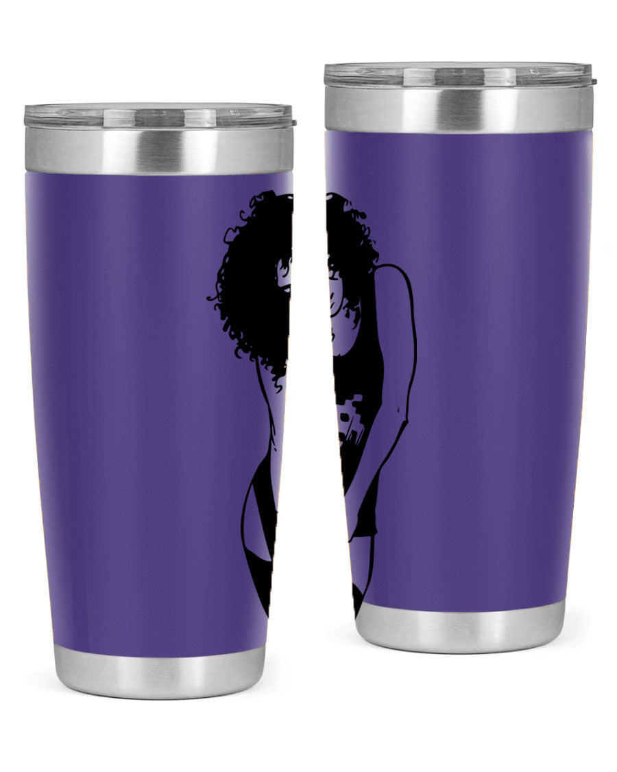 Black Women - Queen 61# Tumbler featuring double wall vacuum stainless steel design with copper lining, ideal for hot and cold beverages.