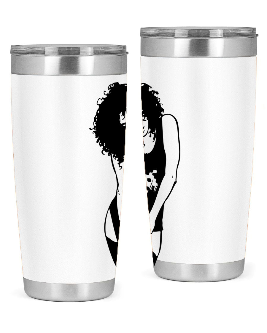 Black Women - Queen 61# Tumbler featuring double wall vacuum stainless steel design with copper lining, ideal for hot and cold beverages.