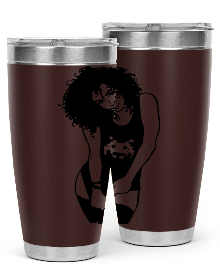 Black Women - Queen 61# Tumbler featuring double wall vacuum stainless steel design with copper lining, ideal for hot and cold beverages.