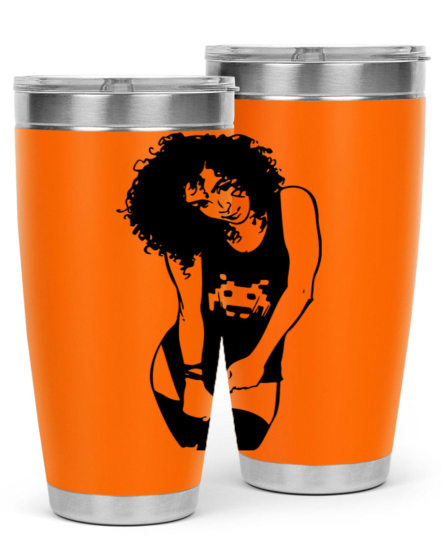 Black Women - Queen 61# Tumbler featuring double wall vacuum stainless steel design with copper lining, ideal for hot and cold beverages.