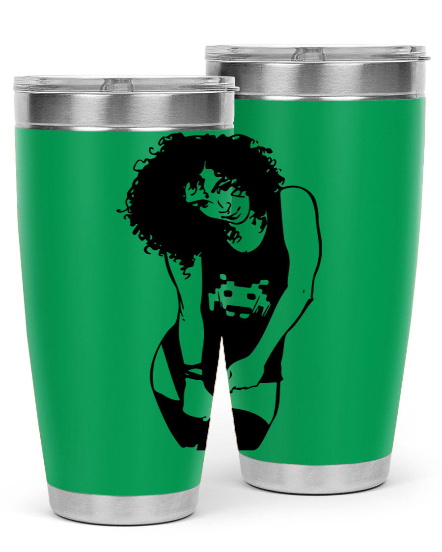 Black Women - Queen 61# Tumbler featuring double wall vacuum stainless steel design with copper lining, ideal for hot and cold beverages.