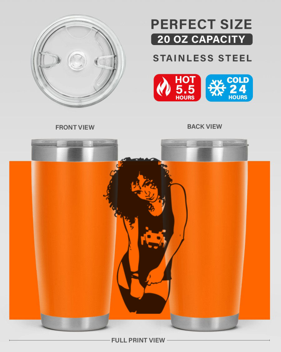 Black Women - Queen 61# Tumbler featuring double wall vacuum stainless steel design with copper lining, ideal for hot and cold beverages.