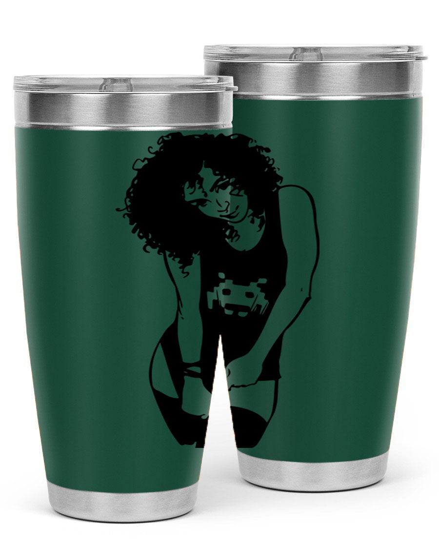 Black Women - Queen 61# Tumbler featuring double wall vacuum stainless steel design with copper lining, ideal for hot and cold beverages.