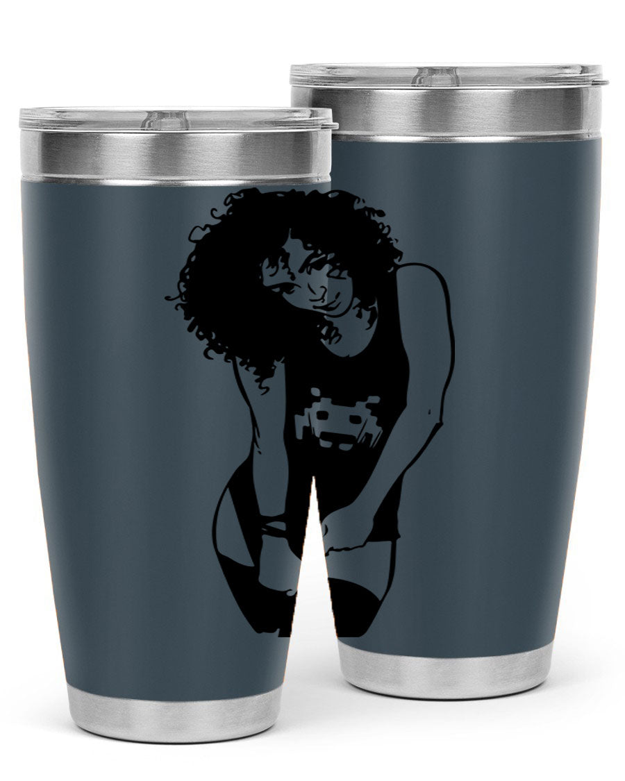 Black Women - Queen 61# Tumbler featuring double wall vacuum stainless steel design with copper lining, ideal for hot and cold beverages.