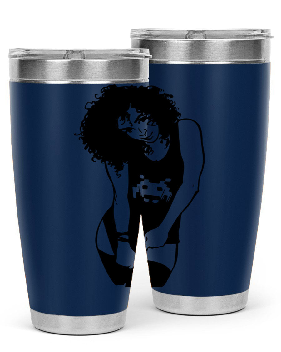 Black Women - Queen 61# Tumbler featuring double wall vacuum stainless steel design with copper lining, ideal for hot and cold beverages.