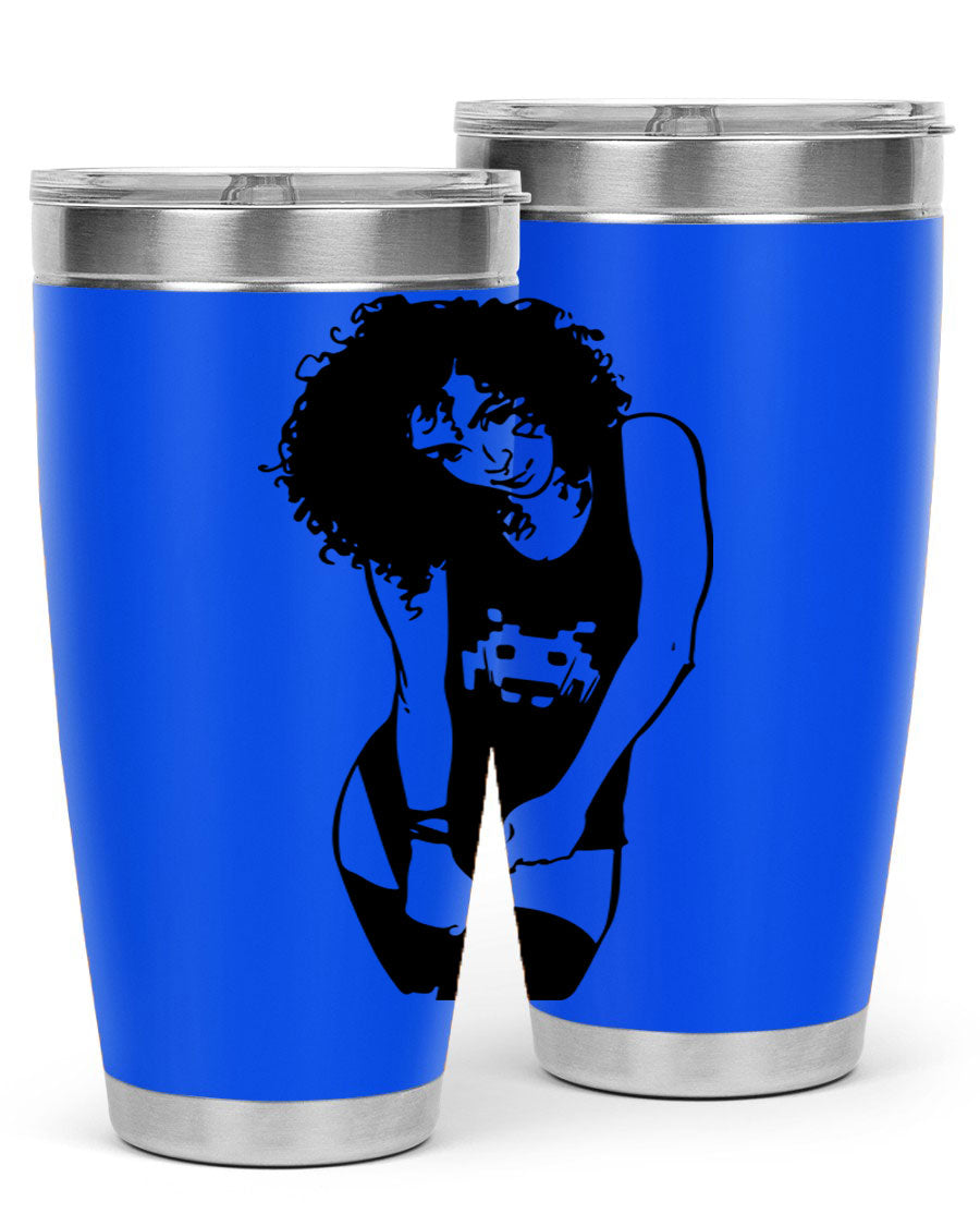 Black Women - Queen 61# Tumbler featuring double wall vacuum stainless steel design with copper lining, ideal for hot and cold beverages.