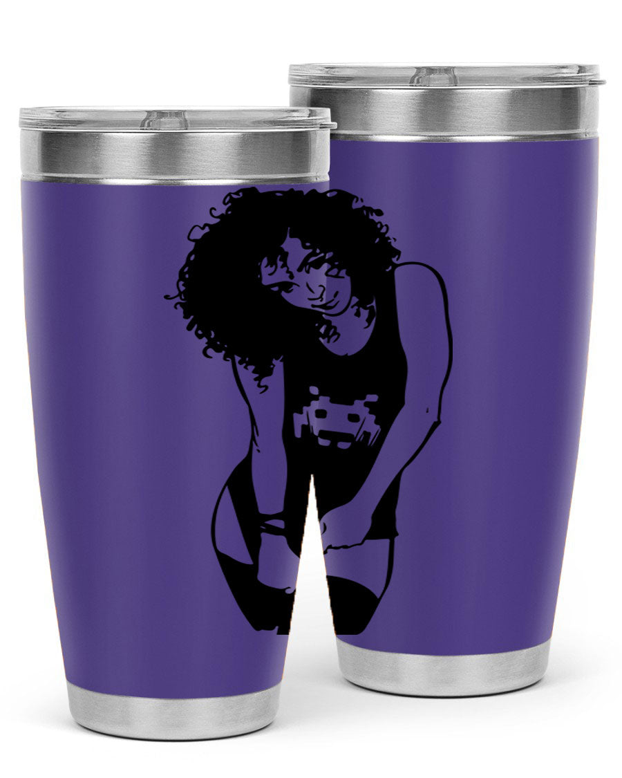 Black Women - Queen 61# Tumbler featuring double wall vacuum stainless steel design with copper lining, ideal for hot and cold beverages.