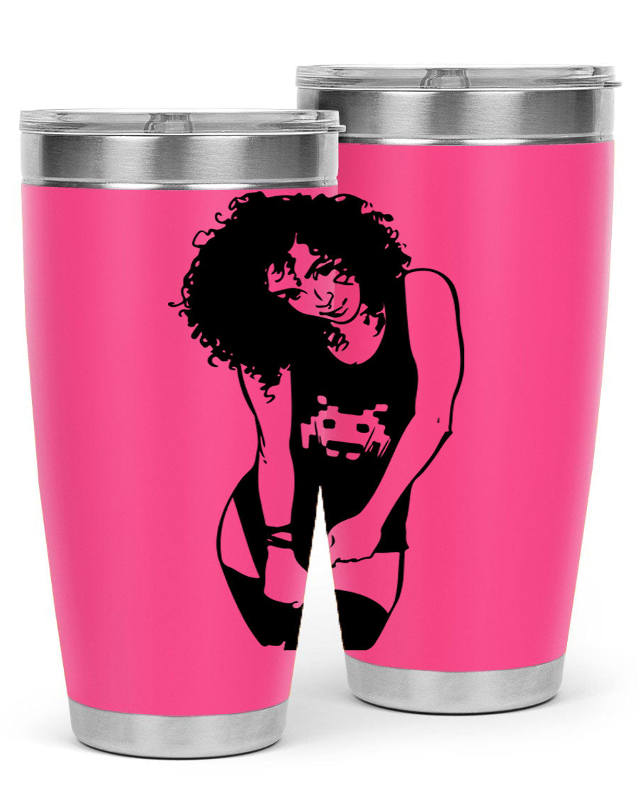 Black Women - Queen 61# Tumbler featuring double wall vacuum stainless steel design with copper lining, ideal for hot and cold beverages.