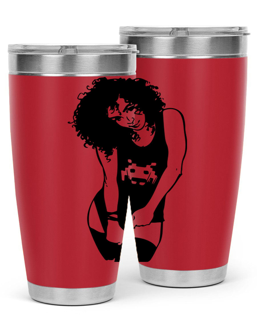 Black Women - Queen 61# Tumbler featuring double wall vacuum stainless steel design with copper lining, ideal for hot and cold beverages.