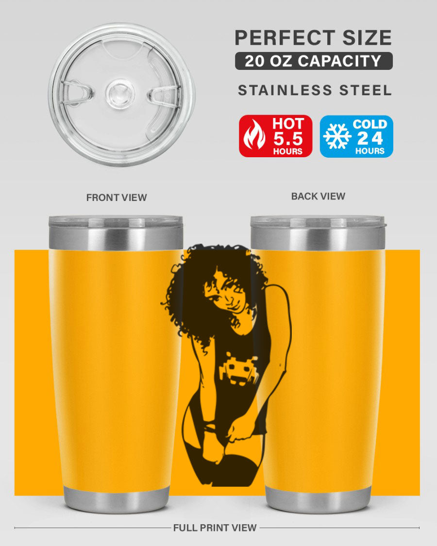 Black Women - Queen 61# Tumbler featuring double wall vacuum stainless steel design with copper lining, ideal for hot and cold beverages.