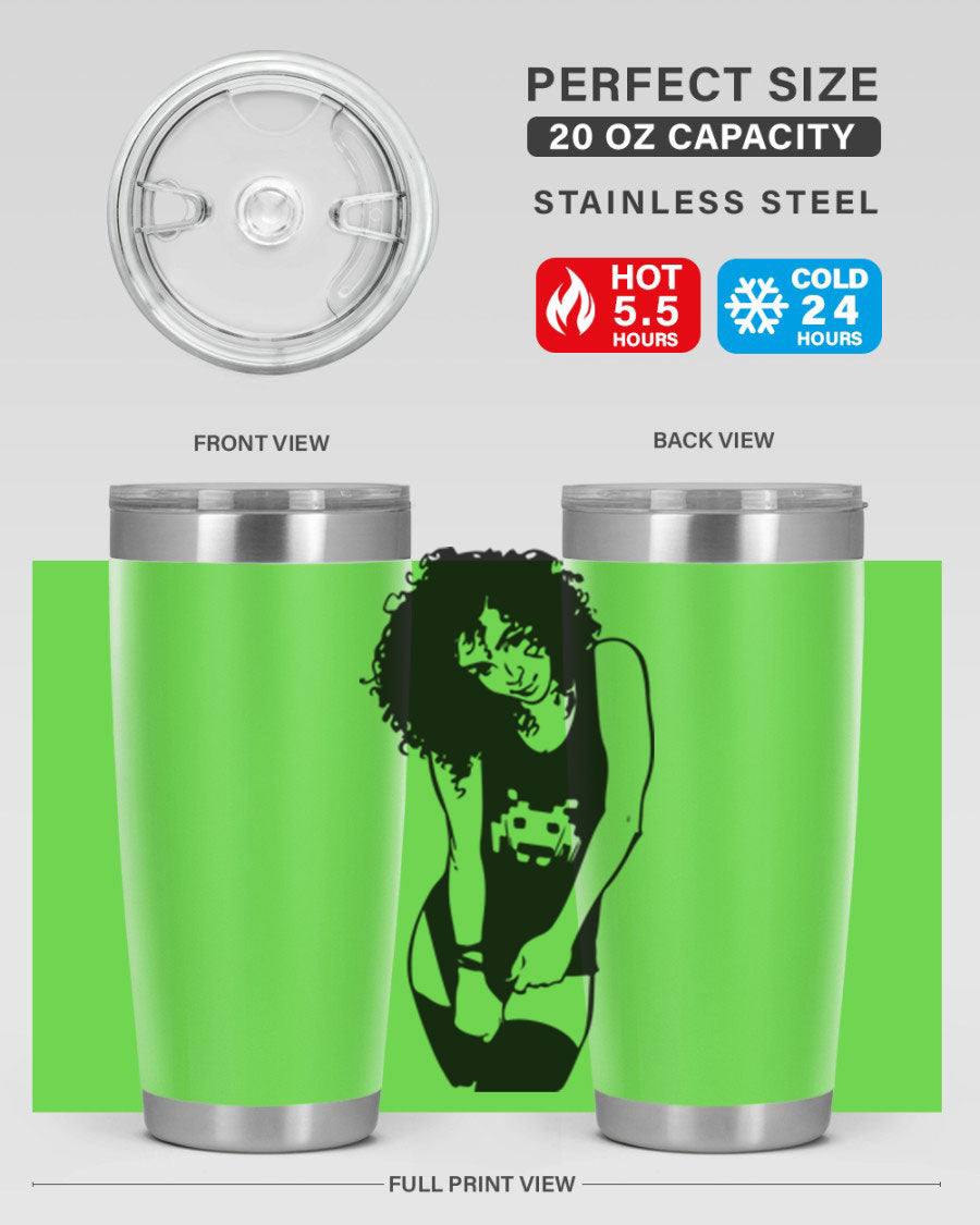 Black Women - Queen 61# Tumbler featuring double wall vacuum stainless steel design with copper lining, ideal for hot and cold beverages.