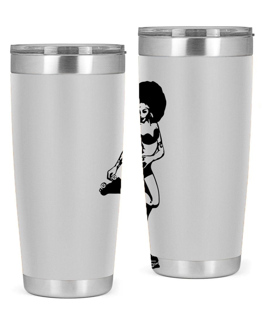 Black women - queen tumbler featuring a stylish design, double wall vacuum stainless steel, and a press-in drink-thru lid.