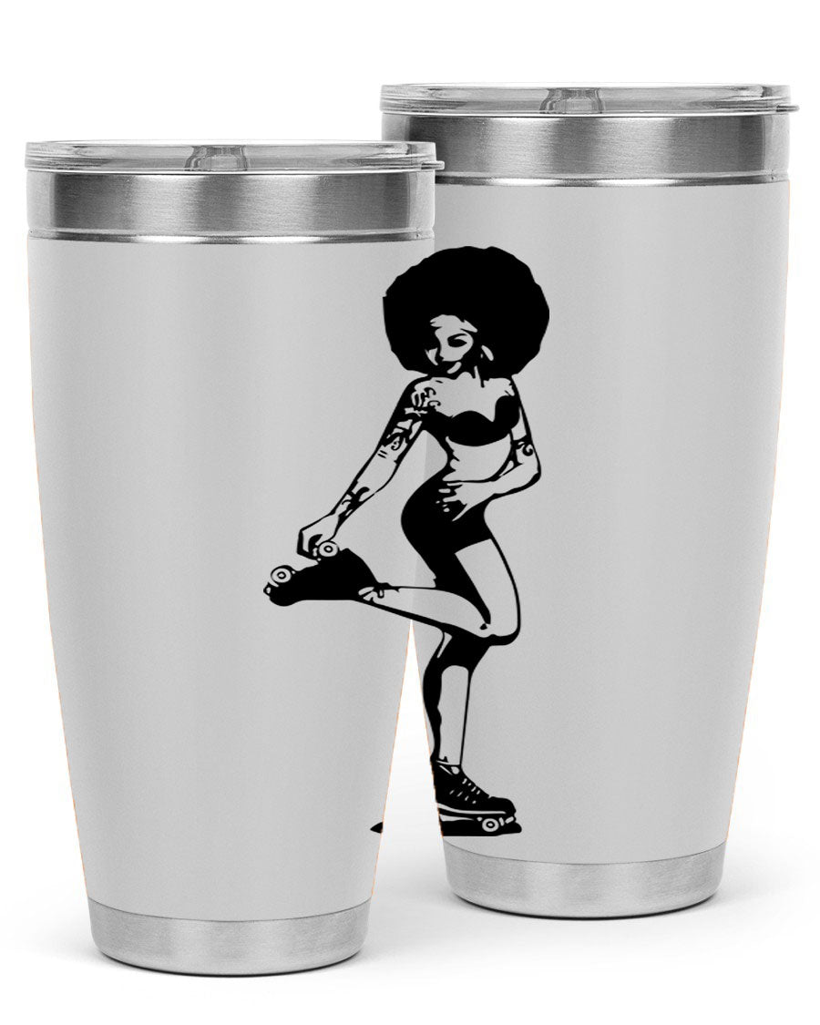 Black women - queen tumbler featuring a stylish design, double wall vacuum stainless steel, and a press-in drink-thru lid.