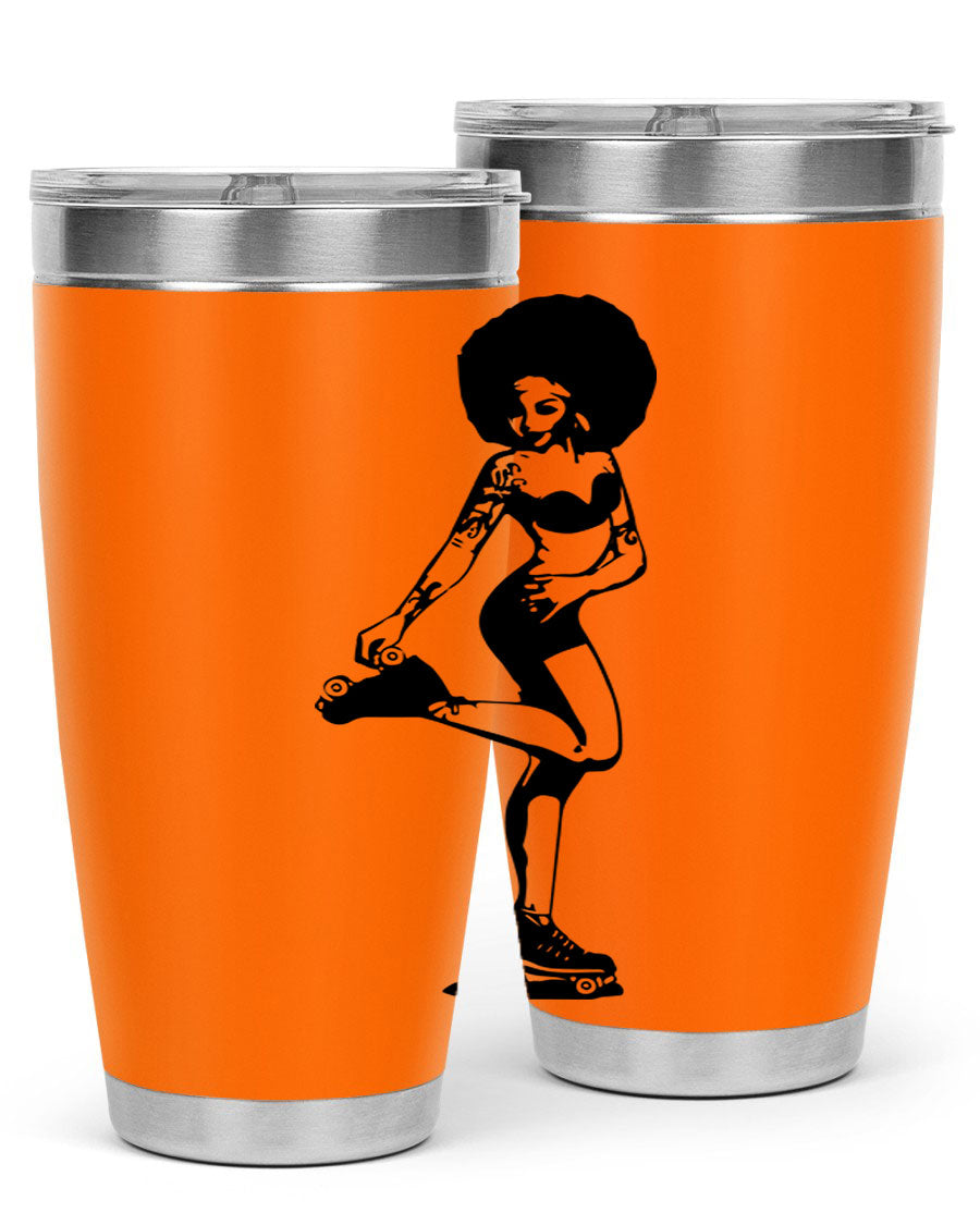 Black women - queen tumbler featuring a stylish design, double wall vacuum stainless steel, and a press-in drink-thru lid.