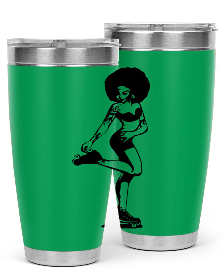 Black women - queen tumbler featuring a stylish design, double wall vacuum stainless steel, and a press-in drink-thru lid.