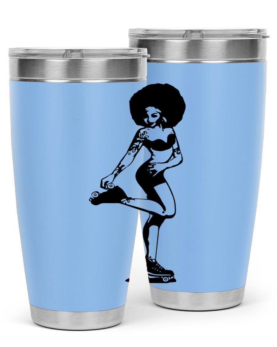 Black women - queen tumbler featuring a stylish design, double wall vacuum stainless steel, and a press-in drink-thru lid.
