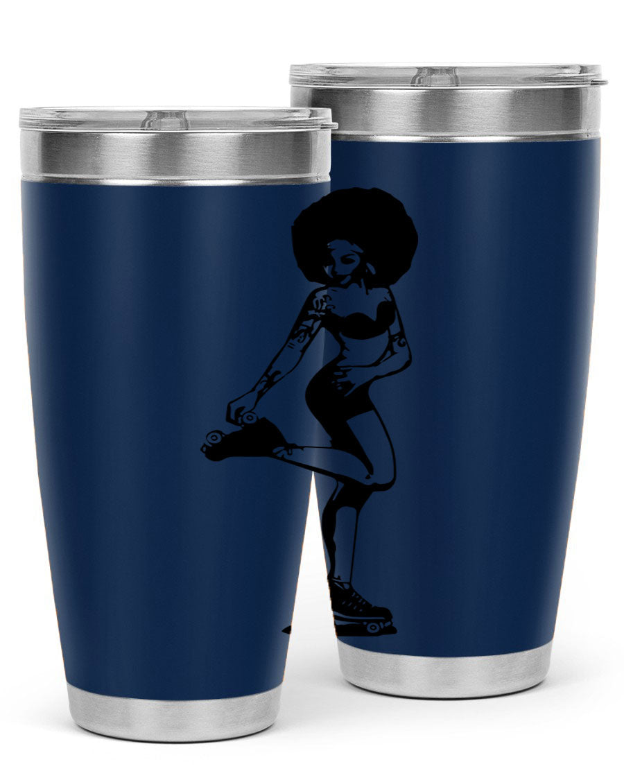 Black women - queen tumbler featuring a stylish design, double wall vacuum stainless steel, and a press-in drink-thru lid.