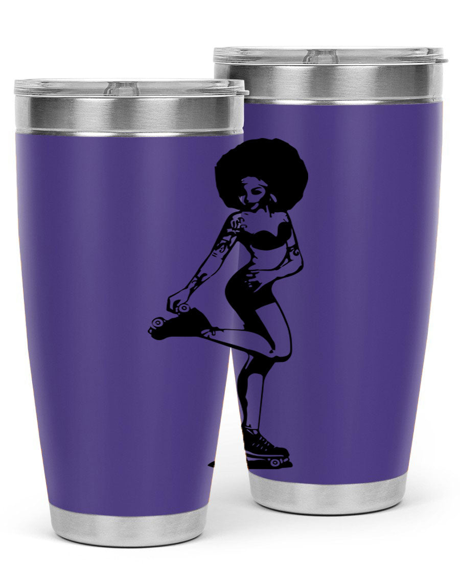 Black women - queen tumbler featuring a stylish design, double wall vacuum stainless steel, and a press-in drink-thru lid.