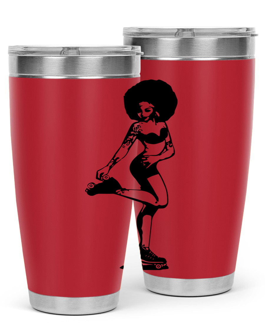 Black women - queen tumbler featuring a stylish design, double wall vacuum stainless steel, and a press-in drink-thru lid.