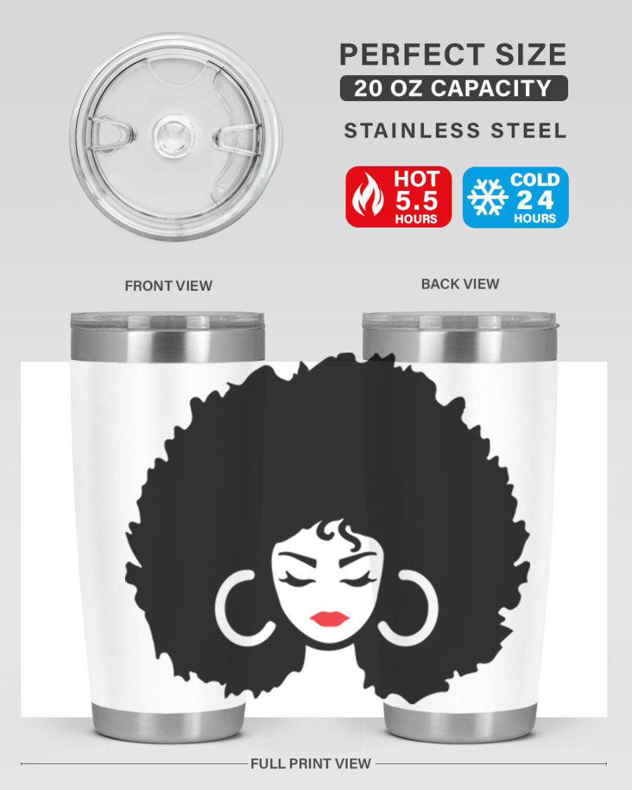 Black Women - Queen 63# Tumbler featuring double wall vacuum stainless steel design, perfect for hot and cold beverages.