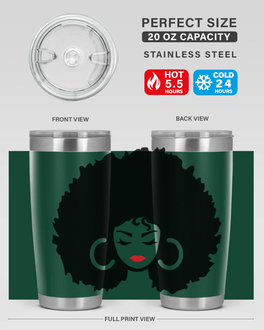 Black Women - Queen 63# Tumbler featuring double wall vacuum stainless steel design, perfect for hot and cold beverages.