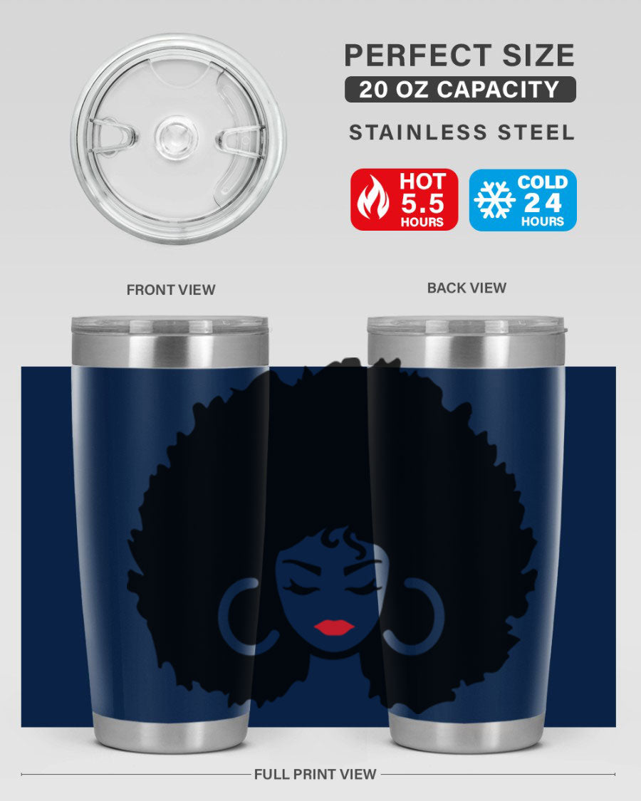 Black Women - Queen 63# Tumbler featuring double wall vacuum stainless steel design, perfect for hot and cold beverages.