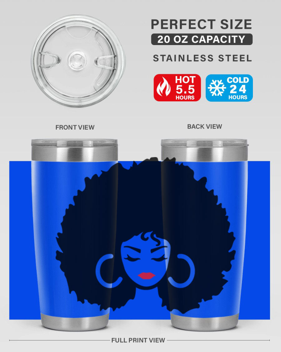 Black Women - Queen 63# Tumbler featuring double wall vacuum stainless steel design, perfect for hot and cold beverages.
