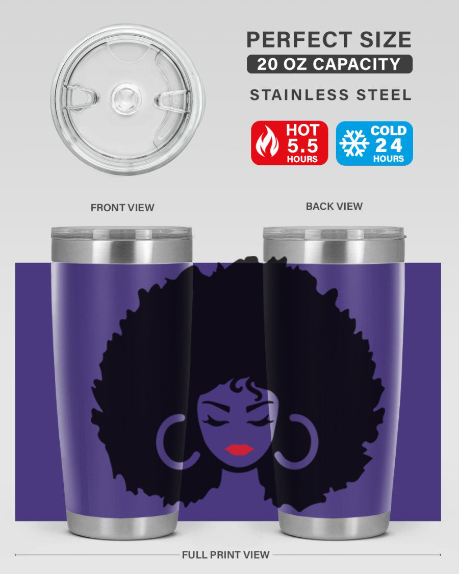 Black Women - Queen 63# Tumbler featuring double wall vacuum stainless steel design, perfect for hot and cold beverages.