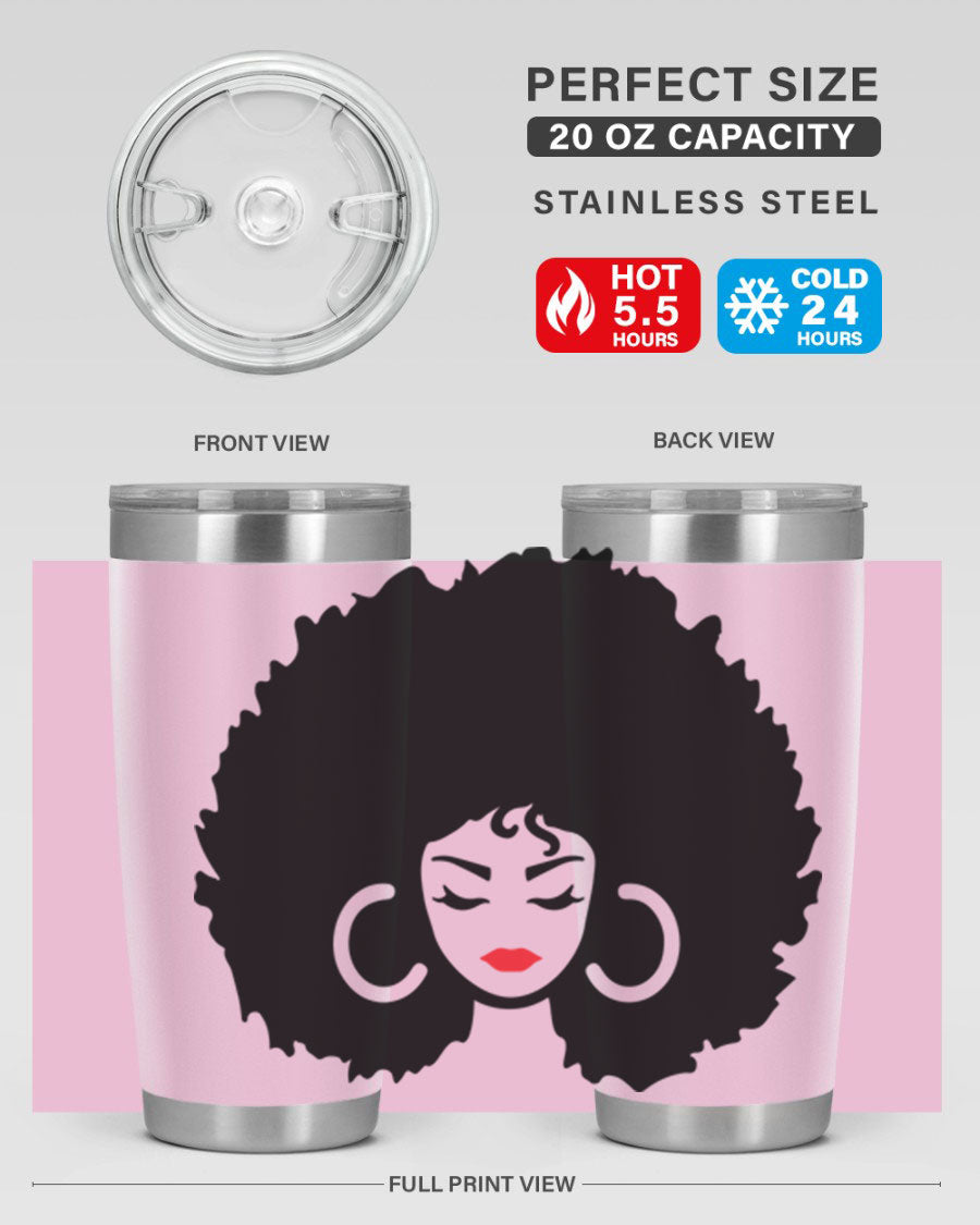 Black Women - Queen 63# Tumbler featuring double wall vacuum stainless steel design, perfect for hot and cold beverages.