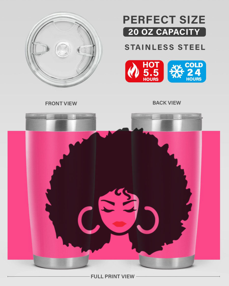 Black Women - Queen 63# Tumbler featuring double wall vacuum stainless steel design, perfect for hot and cold beverages.