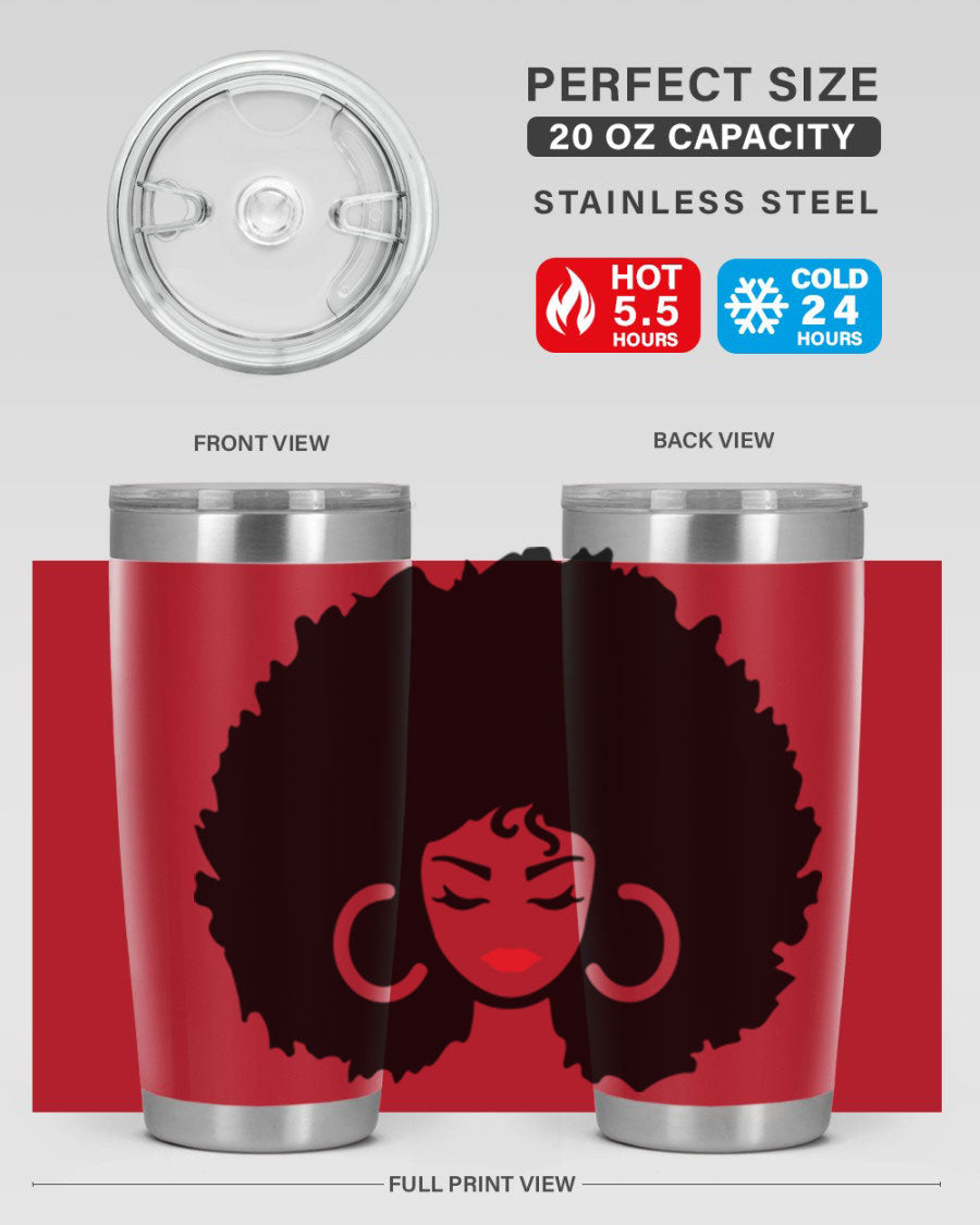 Black Women - Queen 63# Tumbler featuring double wall vacuum stainless steel design, perfect for hot and cold beverages.