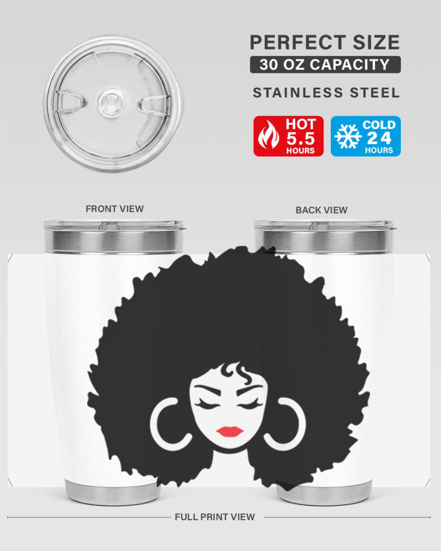 Black Women - Queen 63# Tumbler featuring double wall vacuum stainless steel design, perfect for hot and cold beverages.
