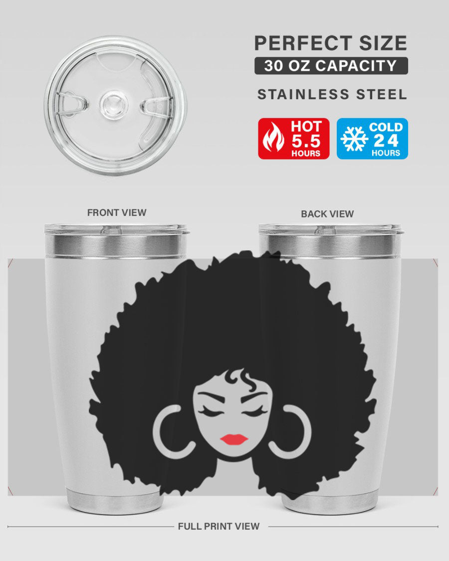 Black Women - Queen 63# Tumbler featuring double wall vacuum stainless steel design, perfect for hot and cold beverages.