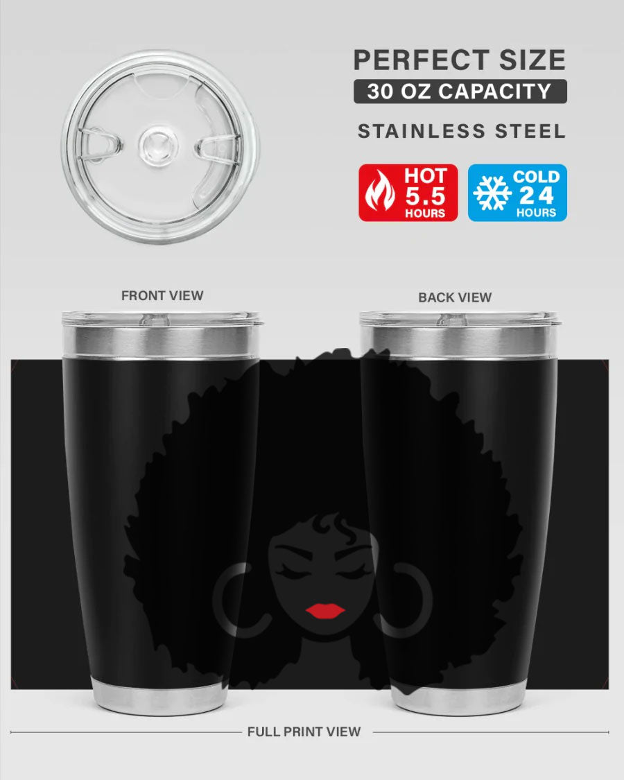 Black Women - Queen 63# Tumbler featuring double wall vacuum stainless steel design, perfect for hot and cold beverages.