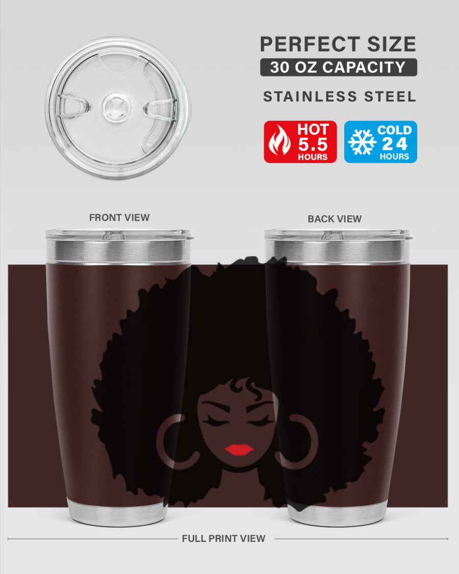 Black Women - Queen 63# Tumbler featuring double wall vacuum stainless steel design, perfect for hot and cold beverages.