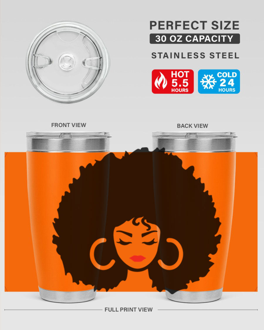Black Women - Queen 63# Tumbler featuring double wall vacuum stainless steel design, perfect for hot and cold beverages.