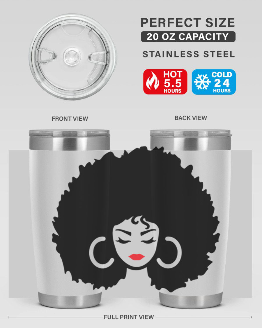Black Women - Queen 63# Tumbler featuring double wall vacuum stainless steel design, perfect for hot and cold beverages.
