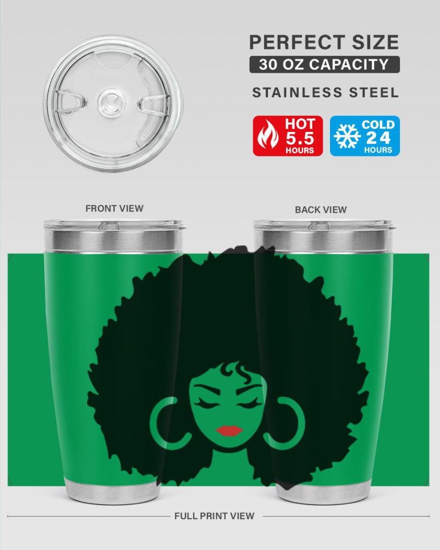 Black Women - Queen 63# Tumbler featuring double wall vacuum stainless steel design, perfect for hot and cold beverages.