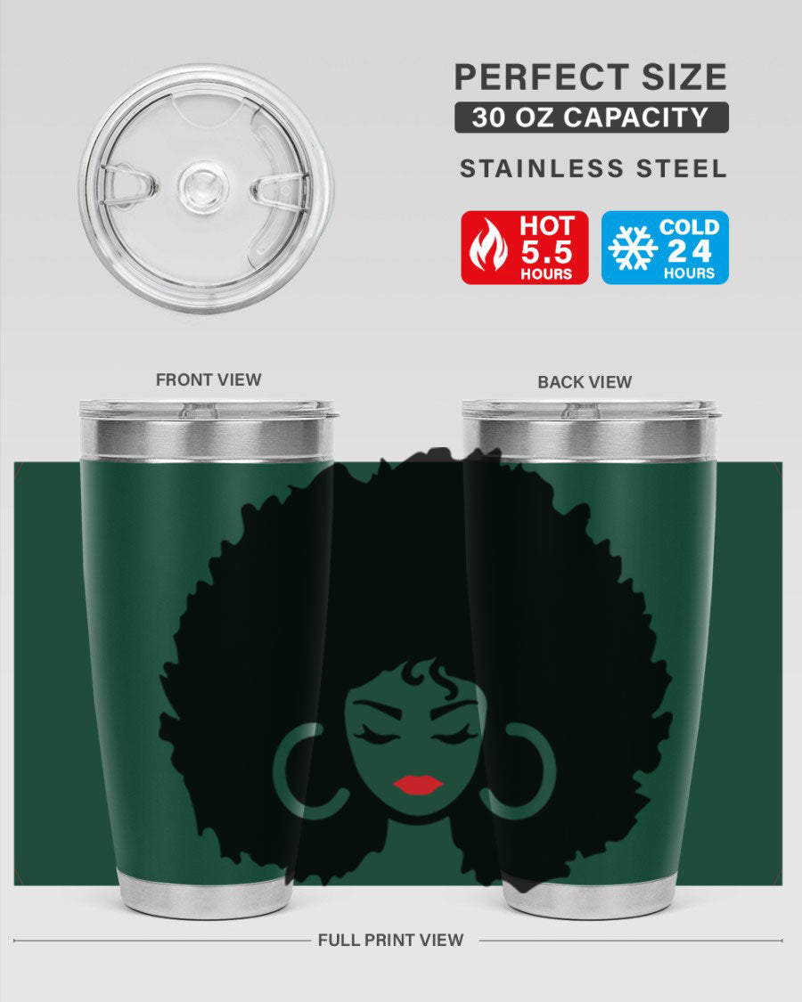 Black Women - Queen 63# Tumbler featuring double wall vacuum stainless steel design, perfect for hot and cold beverages.