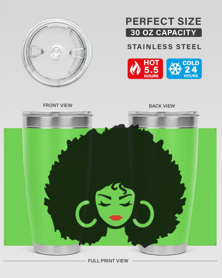 Black Women - Queen 63# Tumbler featuring double wall vacuum stainless steel design, perfect for hot and cold beverages.