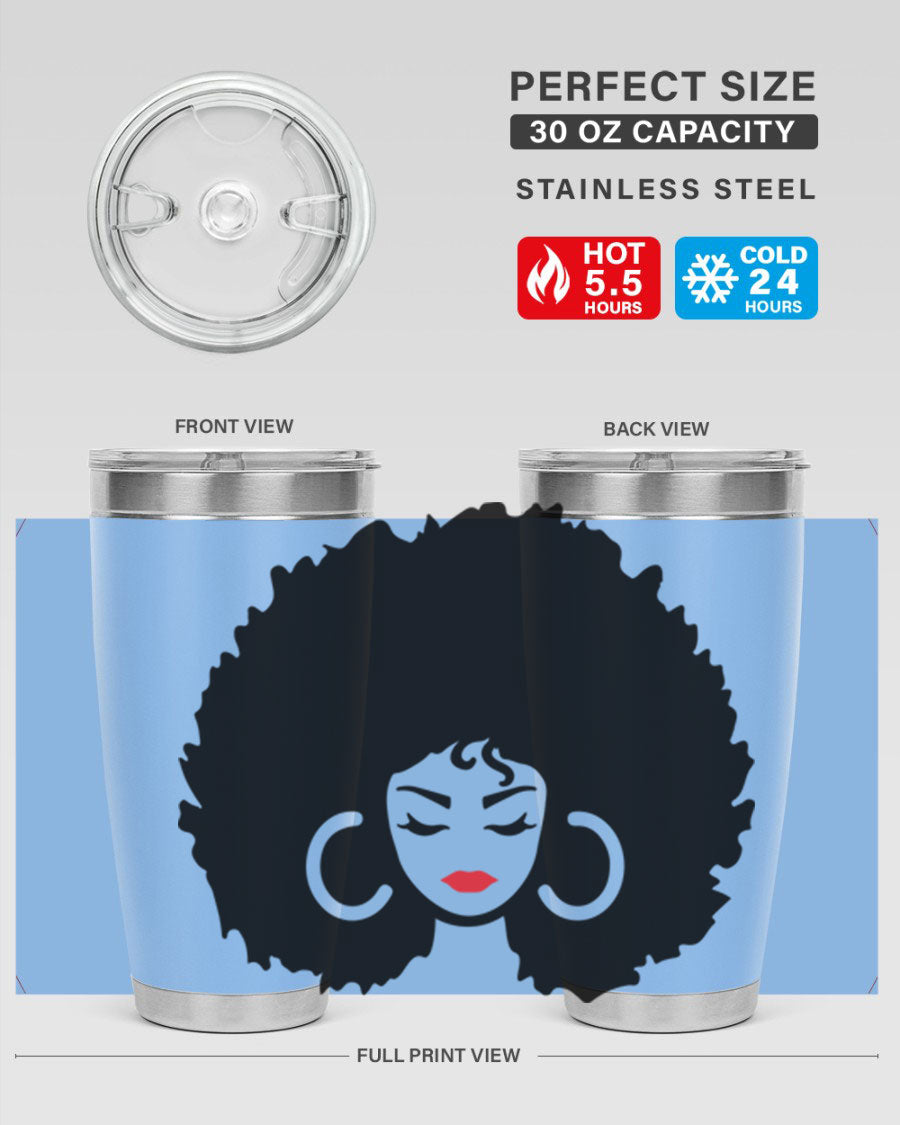 Black Women - Queen 63# Tumbler featuring double wall vacuum stainless steel design, perfect for hot and cold beverages.
